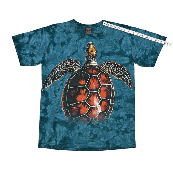 Vintage Habitat 90s Swimming Tortoise Tie Dye T-Shirt Medium Wild Animal 2-Sided - Picture 6 of 10